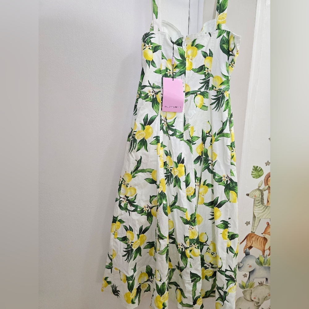 Avec Les Filles White and Yellow Lemon-Print Midi Dress - Picture 4 of 16